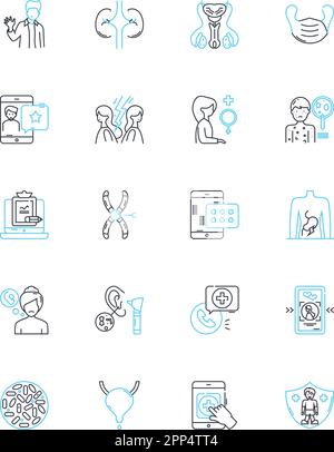 Hypnotherapy linear icons set. Relaxation, Suggestion, Trance, Mindfulness, Visualization, Rejuvenation, Empowerment line vector and concept signs Stock Vector