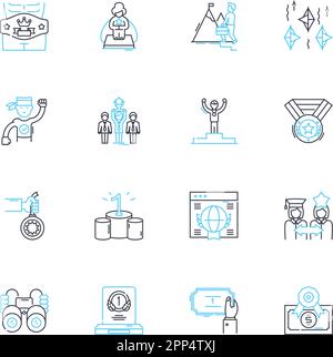 Testing stage linear icons set. Quality, Assurance, Validation, Verification, Bugs, Functionality, Performance line vector and concept signs Stock Vector