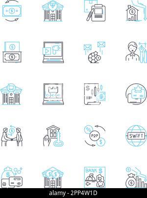 Portfolio resource linear icons set. Showcase, Presentation, Exhibit, Display, Compilation, Collection, Archive line vector and concept signs. Gallery Stock Vector