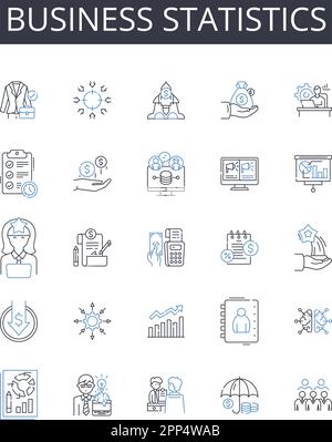 Business statistics line icons collection. Social psychology, Ecology environment, Computational science, Criminal justice, Computer security Stock Vector
