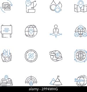 Coordinates line icons collection. Latitude , Longitude , Geolocation ...