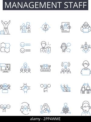 Supervisory control line icons collection. Oversight, Management ...