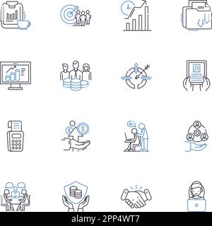 Operation line icons collection. Strategy, Mission, Plan, Execution, Maneuver, Objective, Tactic vector and linear illustration. Scheme,Initiative Stock Vector