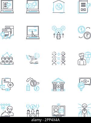 Budgeting techniques linear icons set. Frugality, Allocation ...