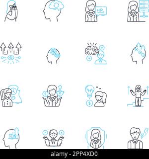 Behavioral therapy linear icons set. Cognition, Anxiety, Phobia ...