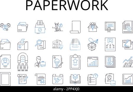 Paperwork line icons collection. Documentation, Red tape, Records ...