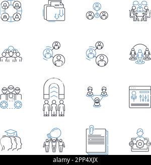 Industry association line icons collection. Advocacy, Nerking ...