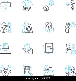 Workplace safety linear icons set. PPE, Hazards, Prevention, Training, Emergency, Accident, Ergonomics line vector and concept signs. Awareness Stock Vector