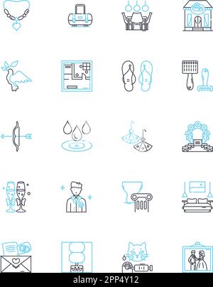 Addition linear icons set. Summation, Computation, Totality ...