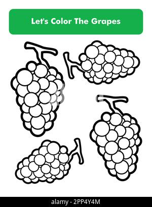Grapes Coloring Book Page In Letter Page Size Children Coloring Worksheet Premium Vector Element Stock Vector