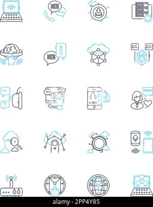 Recruiting services linear icons set. Talent, Hiring, Recruitment, Headhunting, Job, Employment, HR line vector and concept signs. Staffing,Placement Stock Vector