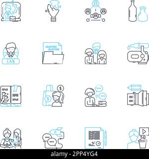 Digital academy linear icons set. Learning, Training, Education, Digital, Academy, Skills, Professional line vector and concept signs. Courses Stock Vector