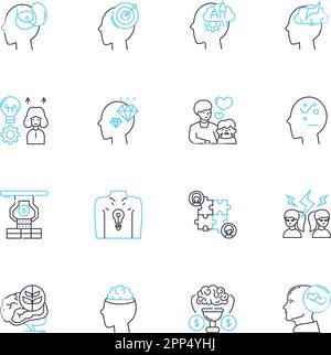Psychological Help linear icons set. Therapy, Counseling, Support, Recovery, Healing, Empathy, Compassion line vector and concept signs. Understanding Stock Vector