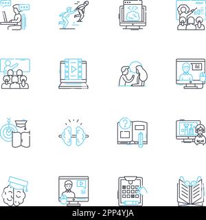 Contemporary learning linear icons set. Adaptive, Collaborative ...