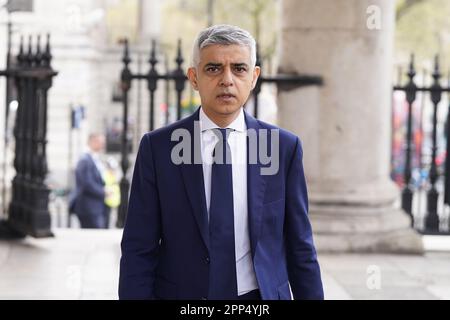 Mayor of London Sadiq Khan attends a memorial service at St Martin-in-the-Fields in Trafalgar Square, London to commemorate the 30th anniversary of the murder of Stephen Lawrence. Picture date: Saturday April 22, 2023. Stock Photo