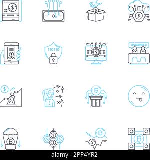 Social responsibility linear icons set. Ethics, Sustainability, Philanthropy, Charity, Empowerment, Accountability, Stewardship line vector and Stock Vector