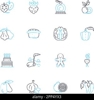 Animal husbandry linear icons set. Livestock, Fodder, Grazing, Breeding, Milking, Poultry, Hatchery line vector and concept signs. Culling,Vaccination Stock Vector