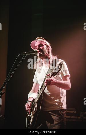 Bern, Switzerland. 21st Apr, 2023. The German indie rock band Sportfreunde Stiller performs a live concert at Bierhübeli in Bern. Here singer and musician Peter Brugger is seen live on stage. (Photo Credit: Gonzales Photo/Alamy Live News Stock Photo