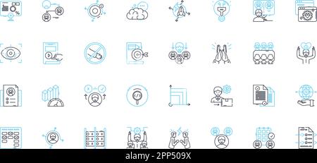 Cooperation linear icons set. Alliance, Collaboration, Harmony, Unity, Partnership, Accord, Synergy line vector and concept signs. Coordination Stock Vector