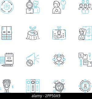 Supervisory board linear icons set. governance, oversight, directors, trustees, leadership, compliance, accountability line vector and concept signs Stock Vector