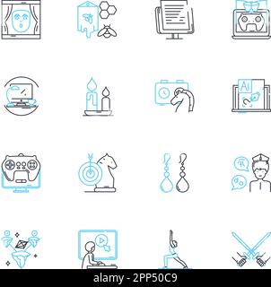 Craft trade linear icons set. Artisan, Handmade, Handcrafted, Creativity, Unique, Tradition, Skill line vector and concept signs. Quality,Design Stock Vector