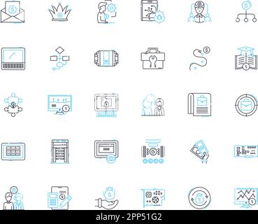 Web-based marketplace linear icons set. e-commerce, platform, transactions, marketplace, bidding, auctions, online line vector and concept signs Stock Vector