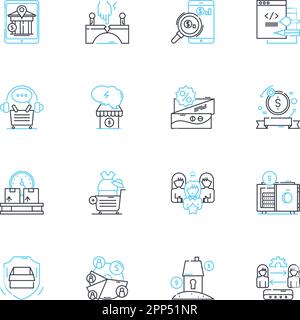 Trade Wares linear icons set. Exchange, Barter, Commerce, Goods, Merchandise, Swap, Negotiate line vector and concept signs. Market,Deal,Trading Stock Vector