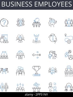 Business employees line icons collection. Workplace colleagues, Company staff, Organizational workers, Professional team, Commercial workforce Stock Vector