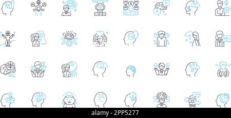 Psychological Help linear icons set. Therapy, Counseling, Support, Recovery, Healing, Empathy, Compassion line vector and concept signs. Understanding Stock Vector