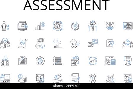 Estimate and measure line icons collection. Assessment, Calculation ...
