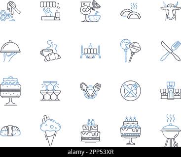 Organic Eatery line icons collection. Farm-to-table, Local, Sustainable, Handcrafted, Wholesome, Natural, Nourishing vector and linear illustration Stock Vector