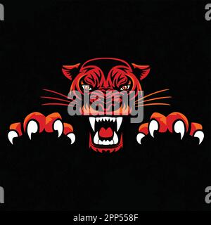 Angry Panther Head And Paws With Claws Logo Vector illustration Artwork Stock Vector