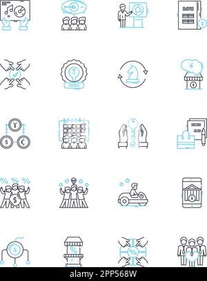 Social justice linear icons set. Equity, Equality, Diversity, Inclusion, Empowerment, Stereotypes, Discrimination line vector and concept signs Stock Vector