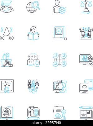 Community college linear icons set. Education, Affordable, Opportunity, Diversity, Inclusive, Accessible, Vocational line vector and concept signs Stock Vector