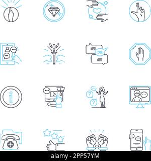 Technical support linear icons set. Troubleshoot, Expertise, Diagnosis, Resolution, Assistance, Guidance, Maintenance line vector and concept signs Stock Vector