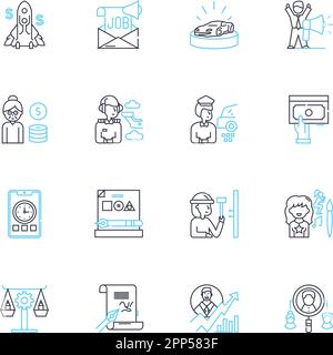 Professional growth linear icons set. Development, Advancement, Learning, Improvement, Progress, Enrichment, Expansion line vector and concept signs Stock Vector