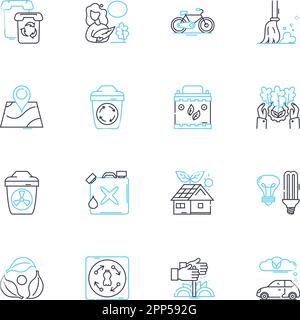 Resource management linear icons set. Allocation, Inventory, Utilization, Optimization, Planning, Scheduling, Tracking line vector and concept signs Stock Vector