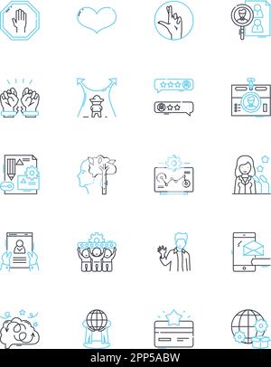 Collective strength line icon, concept sign, outline vector ...