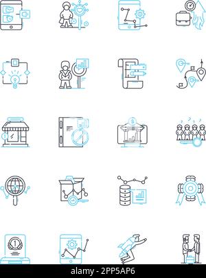 Budgeting process linear icons set. Planning, Forecasting, Analysis ...