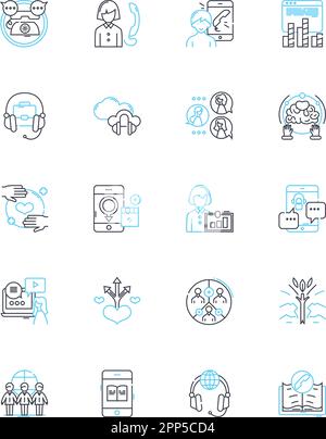 Technical support linear icons set. Troubleshoot, Expertise, Diagnosis, Resolution, Assistance, Guidance, Maintenance line vector and concept signs Stock Vector