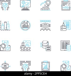 Balance sheets linear icons set. Assets, Liabilities, Equity, Cash, Accounts, Receivables, Prepaid line vector and concept signs. Inventory Stock Vector