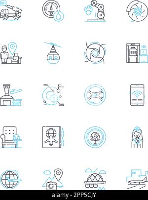 Pilot linear icons set. Aviator, Cockpit, Flight, Navigation, Aircraft ...