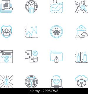 Nerk protection linear icons set. Security, Firewall, Encryption ...