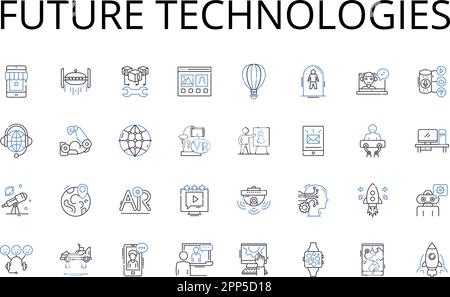 Future technologies line icons collection. Advanced Innovations, Modern Developments, Emerging Trends, Upcoming Inventions, Digital Revolution Stock Vector