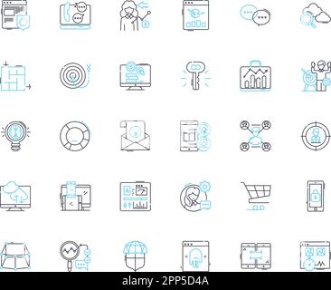 Branding identity linear icons set. Logo, Brandmark, Typography, Color, Design, Identity, Personality line vector and concept signs. Voice Stock Vector