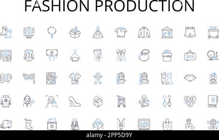 Fashion production line icons collection. Hiking, Painting, Reading, Swimming, Running, Fishing, Cooking vector and linear illustration. Writing Stock Vector