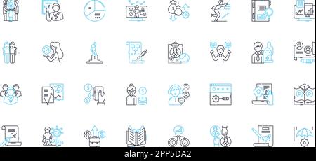 Creative Thinking linear icons set. Innovation, Imagination, Ingenuity, Inspiration, Ideation, Brainstorming, Creativity line vector and concept signs Stock Vector