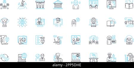 Digital instruction linear icons set. E-learning, Virtual, Online, Multimedia, Interactive, Instructional, Web-based line vector and concept signs Stock Vector