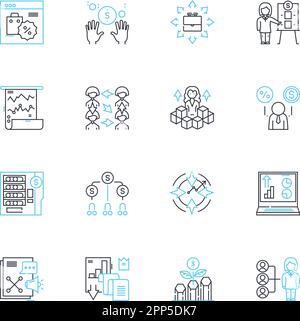 Budgeting comprehension and teaching linear icons set. Savings, Frugal ...