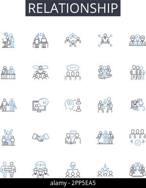 Relationship line icons collection. Strategy, Growth, Innovation, Expansion, Mergers, Acquisition, Integration vector and linear illustration Stock Vector